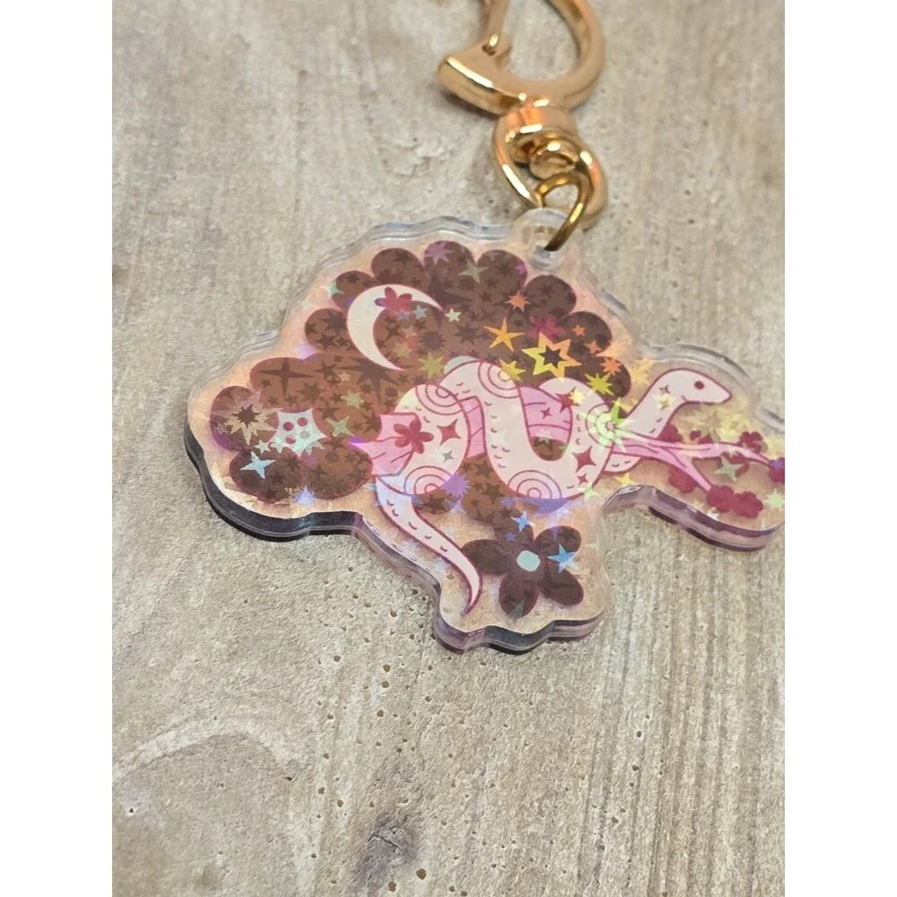 Chinese Zodiac Year of the Snake Celestial Holographic Acrylic Keychain Reptile
